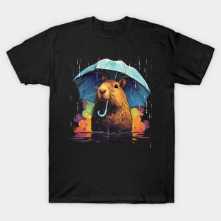 Capybara Rainy Day With Umbrella T-Shirt